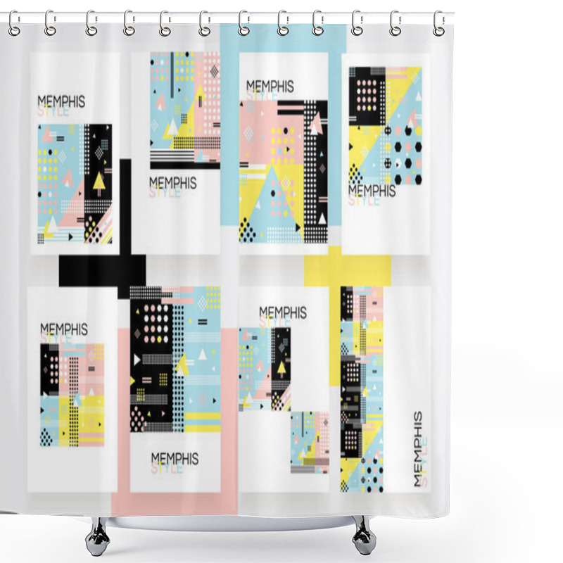 Personality  Set Of Memphis Style Patterns Shower Curtains