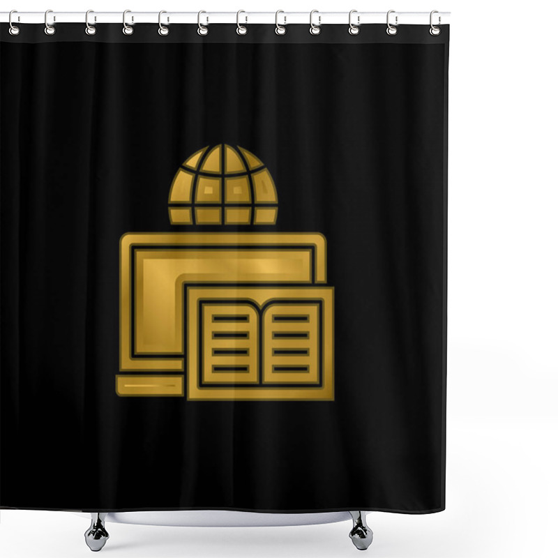 Personality  Book Gold Plated Metalic Icon Or Logo Vector Shower Curtains