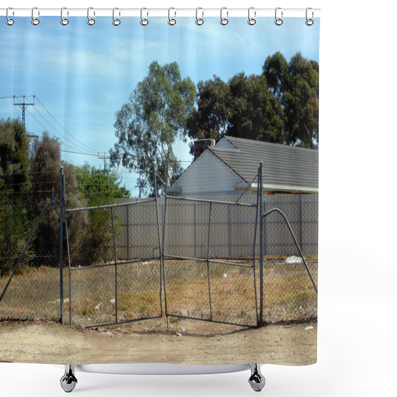 Personality  Stretched Gates On Empty Lot Shower Curtains