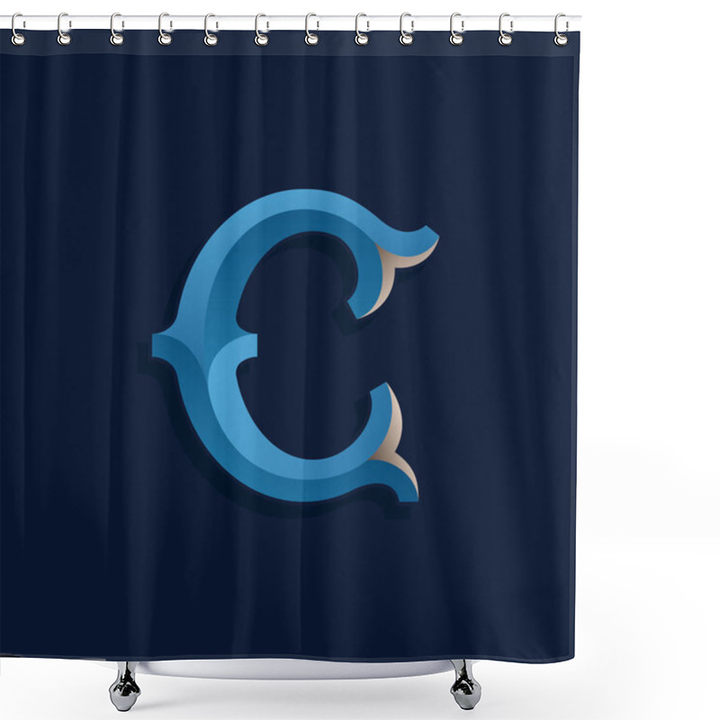 Personality  C Letter Logo In Retro Marine Style.  Shower Curtains