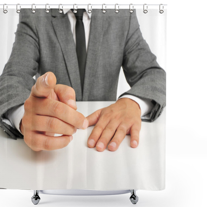 Personality  Man In Suit Pointing The Finger Shower Curtains