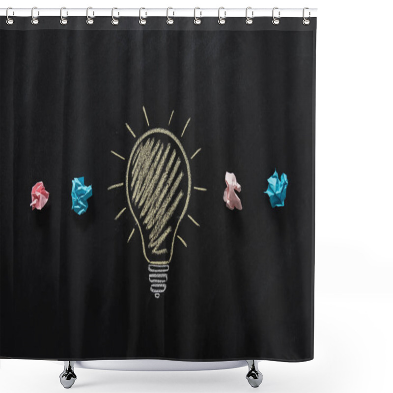 Personality  Paper Rubbish With Electric Bulb On Blackboard Shower Curtains