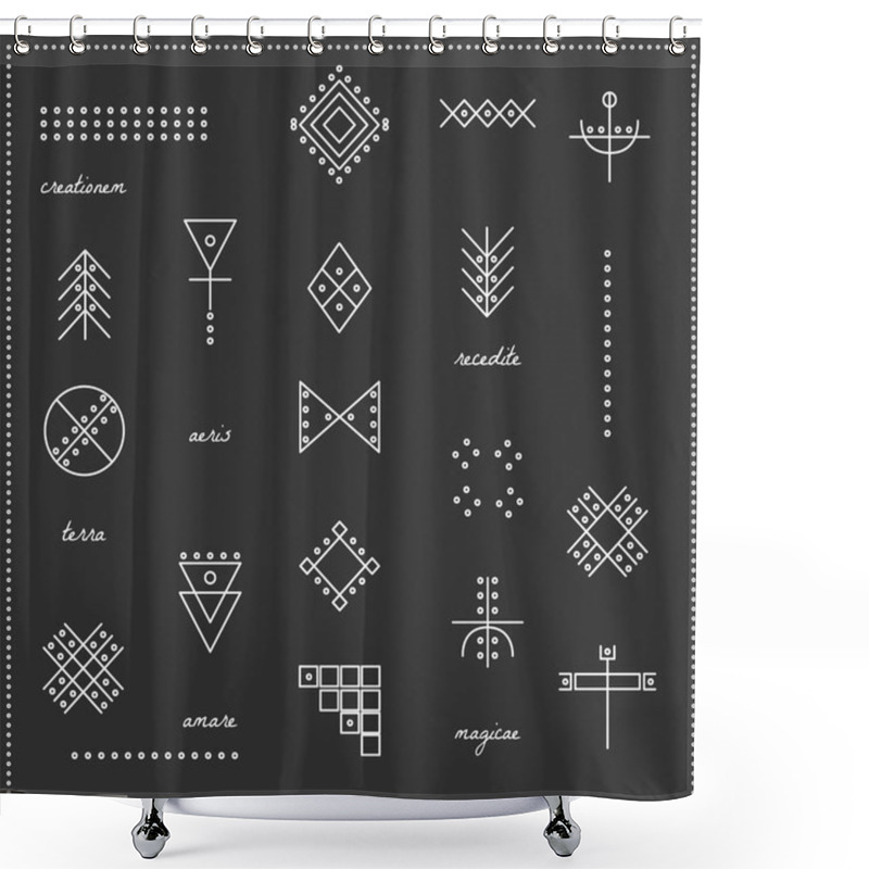 Personality  Set Of Geometric Hipster Shapes 9711black Shower Curtains