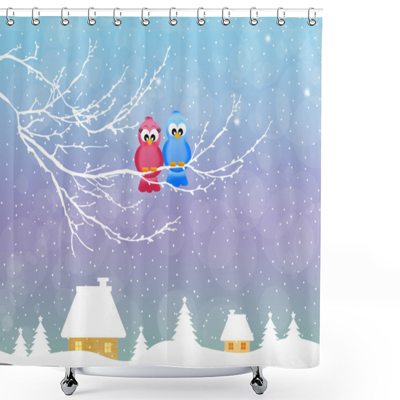 Personality  Birds In Winter Shower Curtains