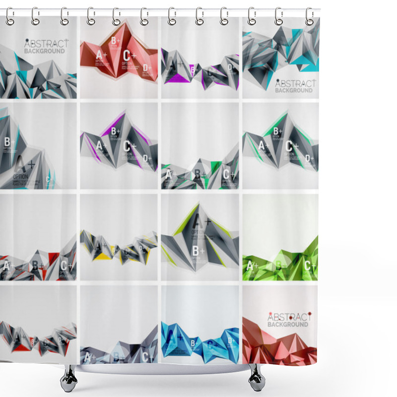 Personality  Set Of Triangle Geometric 3d Forms. Modern Info Banner Abstract Backgrounds Shower Curtains