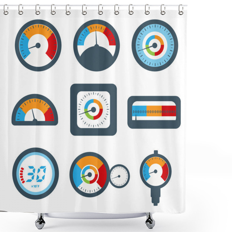 Personality  Temperature Gauge Set Icons. Shower Curtains