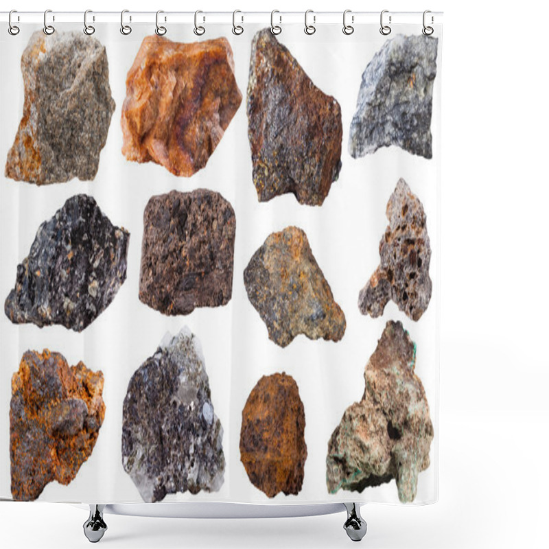 Personality  Set From 12 Pieces Mineral Stones Shower Curtains