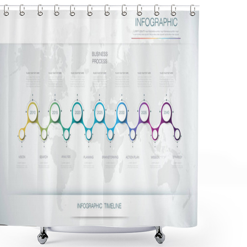 Personality  Vector Infographics Timeline Design Template With 3D Paper Label And Graph 8 Steps Options.  Shower Curtains