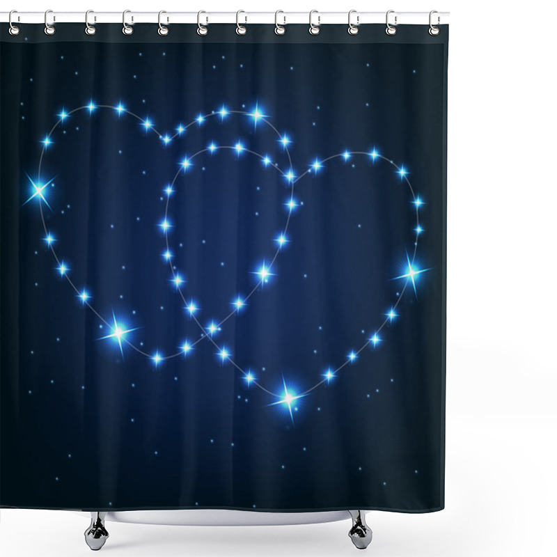 Personality  Two Love Heart From Beautiful Bright Stars On The Background Of Shower Curtains