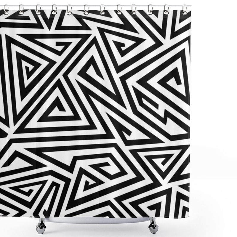 Personality   Monochrome Spiral Triangle Seamless Pattern Shower Curtains