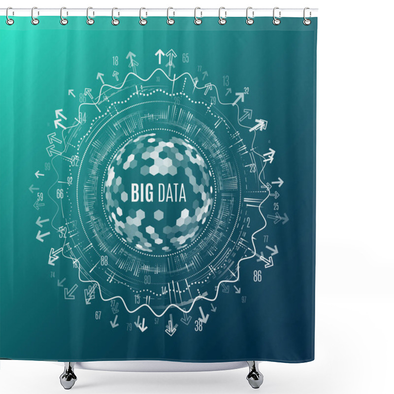 Personality  Big Data Visualization. Abstract Background With Dots Array And Lines. Connection Structure. Data Array Visual Concept. Shower Curtains