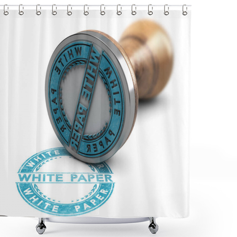 Personality  White Paper Document, Rubber Stamp Over White Background Shower Curtains