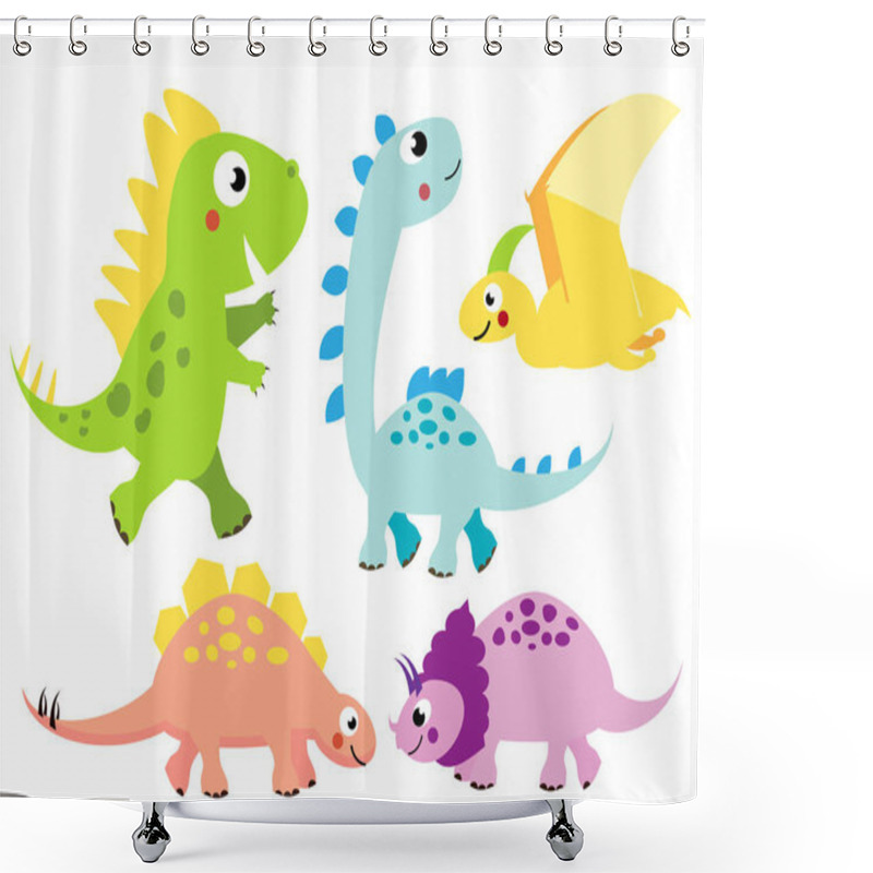 Personality  Cute Dinosaurs Set. Cartoon Dino Characters, Isolated Elements For Kids Design, Stickers, Books Shower Curtains