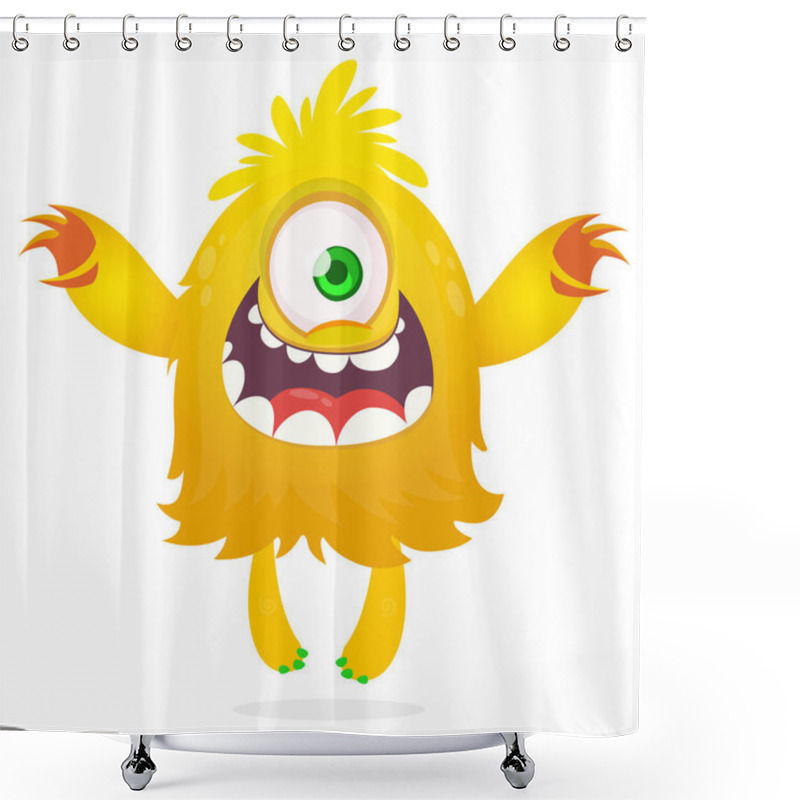 Personality  Happy Cartoon Monster. Halloween Vector Illustration Shower Curtains