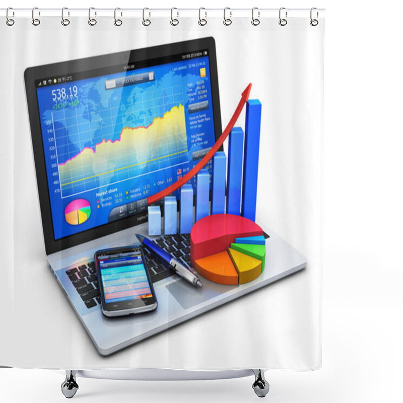 Personality  Mobile Office And Banking Concept Shower Curtains