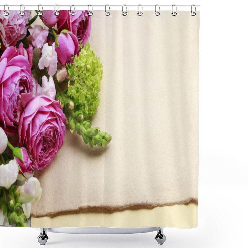 Personality  Floral Arrangement With Pink Roses, Peonies And Matthiola Flower Shower Curtains