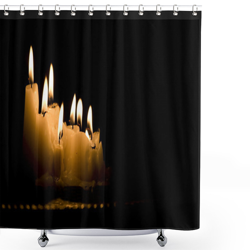 Personality  White Candles Burning In Dark Shower Curtains