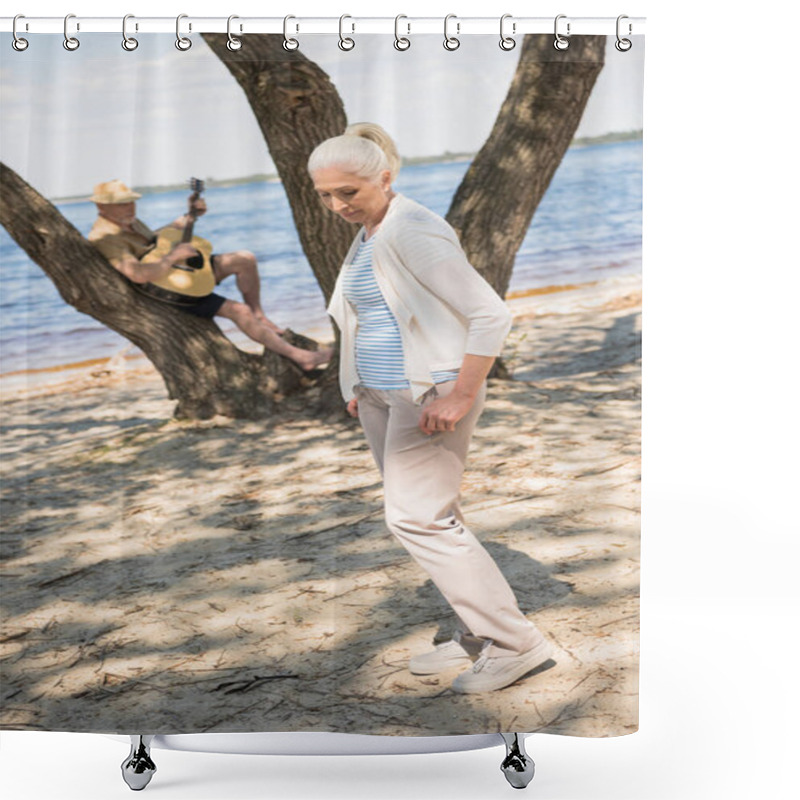 Personality  Senior Couple With Guitar  Shower Curtains