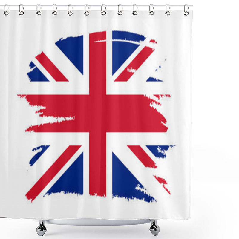 Personality  United Kingdom Flag. Brush Painted UK Flag. Hand Drawn Style Illustration With A Grunge Effect And Watercolor. United Kingdom Flag With Grunge Texture. Shower Curtains