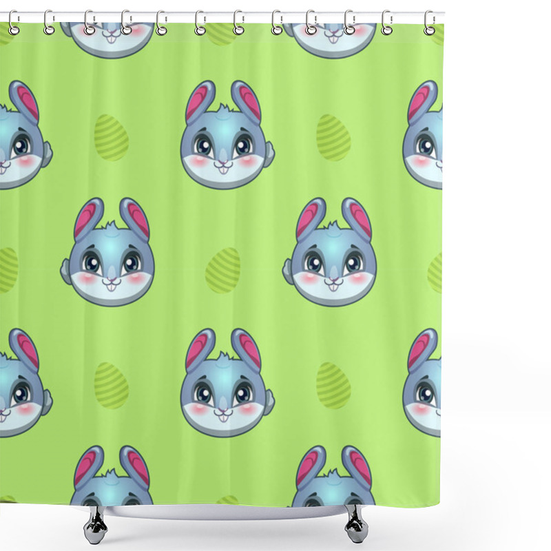 Personality  Seamless Pattern With Funny Bunny Faces And Eggs Shower Curtains