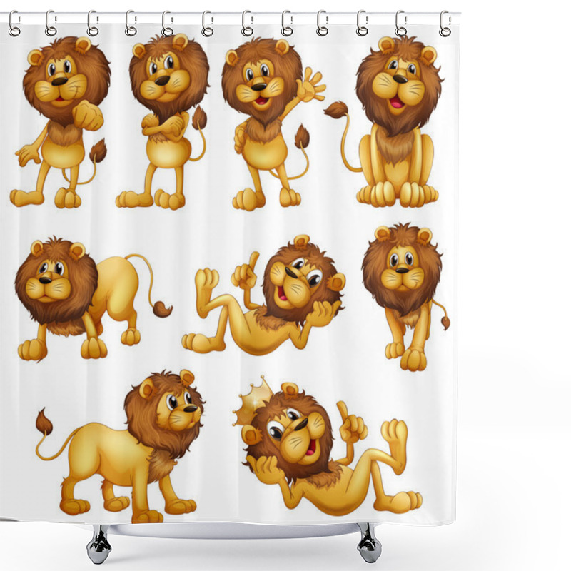 Personality  Lions In Different Positions Shower Curtains