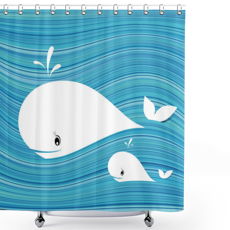 Personality  White Whale Shower Curtains