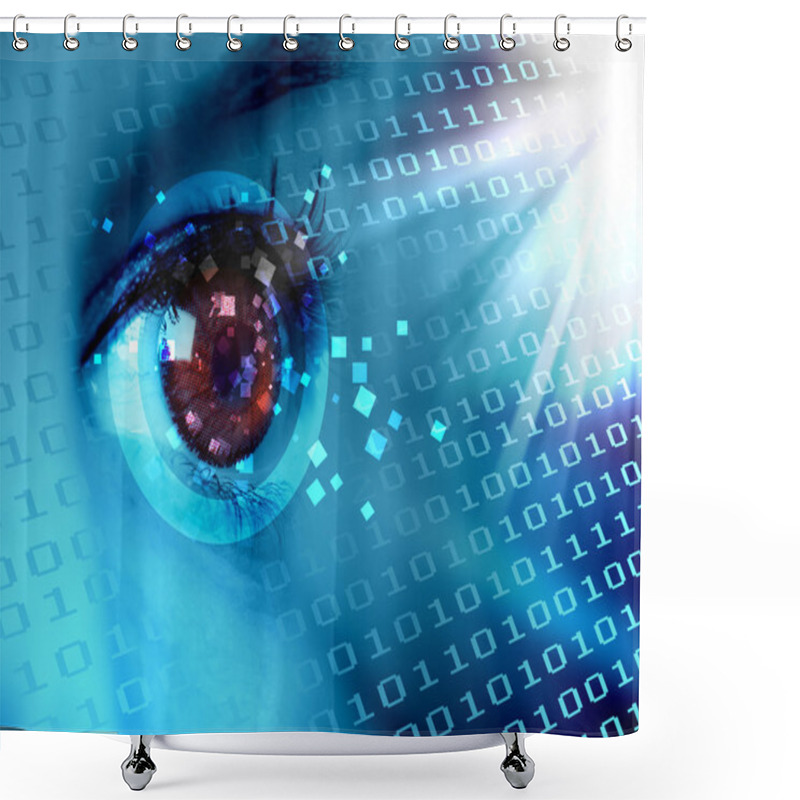 Personality  Stream Of Digital Data And Eye Shower Curtains