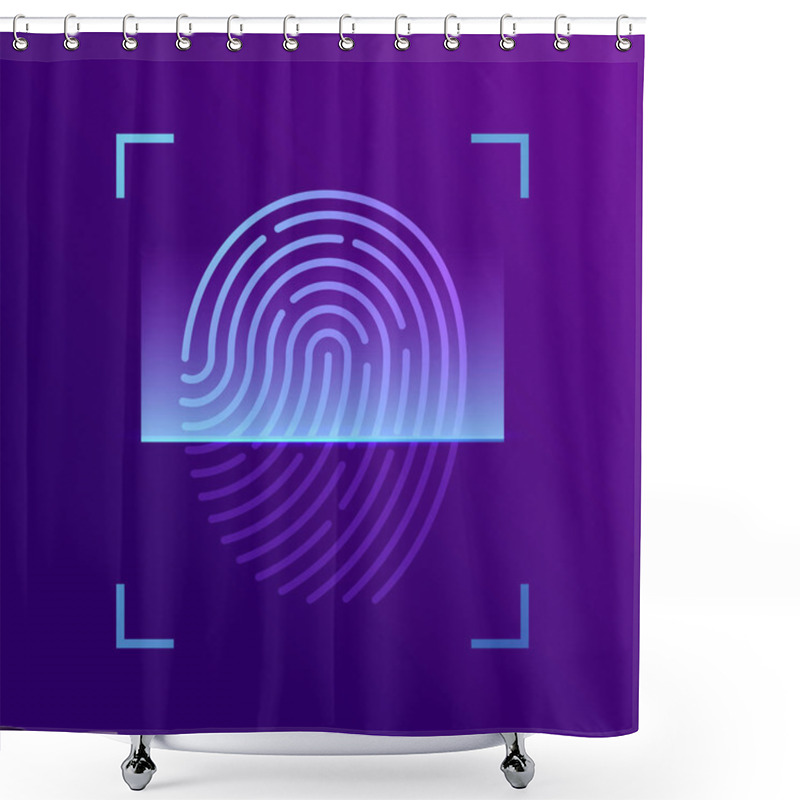 Personality  Fingerprint Access, Business Security Concept, 3d Isometric Vector Illustration On Ultraviolet Background Shower Curtains