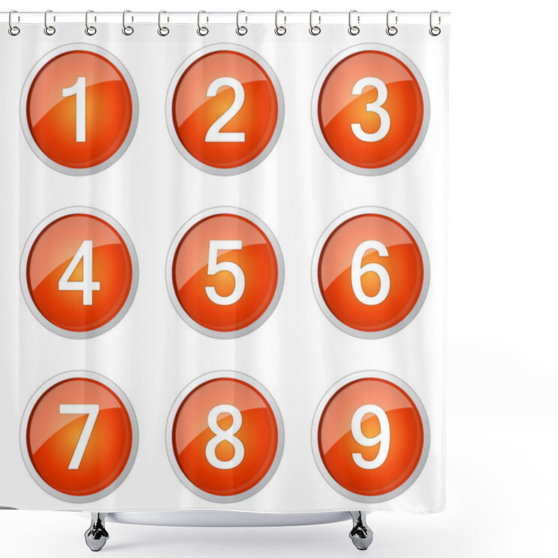 Personality  Numbers Counting Button Icon Shower Curtains