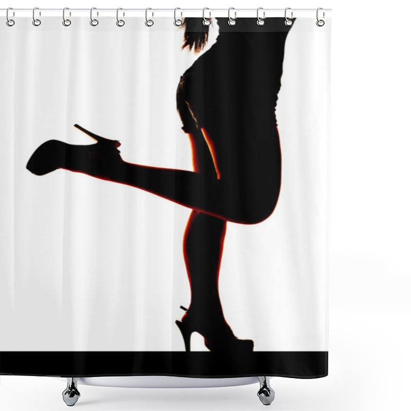 Personality  Silhouette Woman Legs Kicked Back Shower Curtains