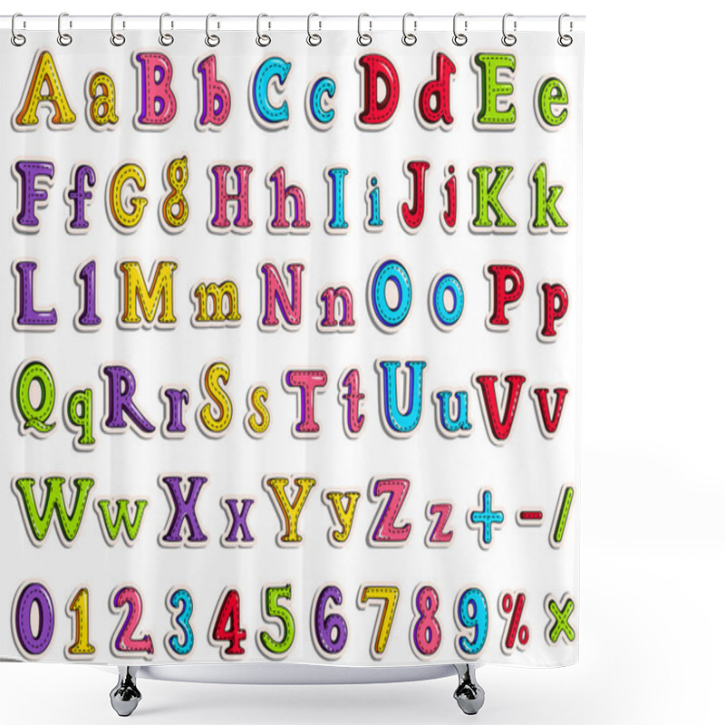 Personality  Sticker Collection For Comic Style Alphabet And Number Shower Curtains