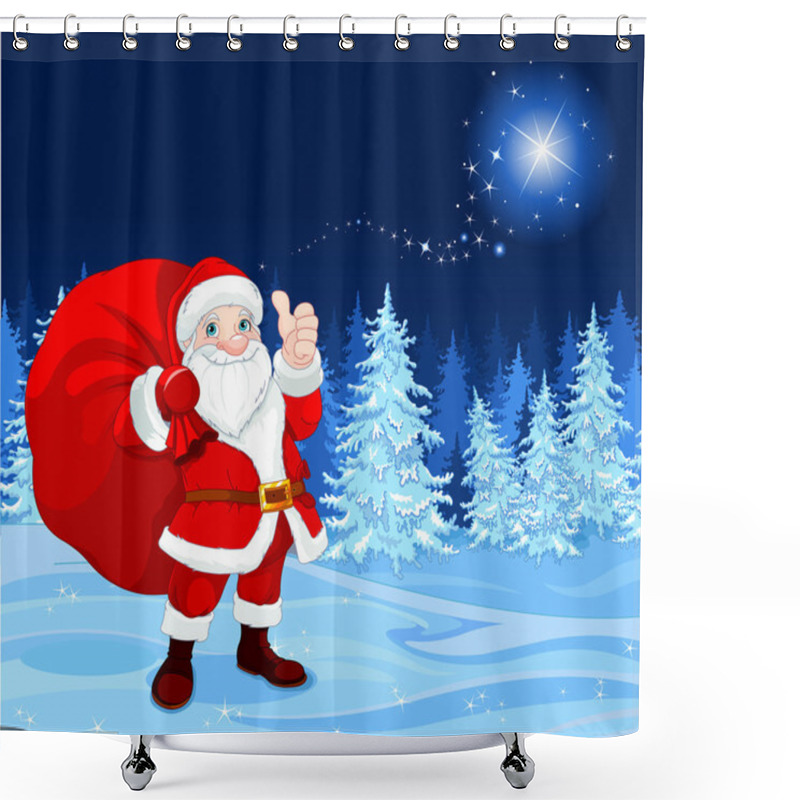 Personality  Santa Claus With Bag Shower Curtains