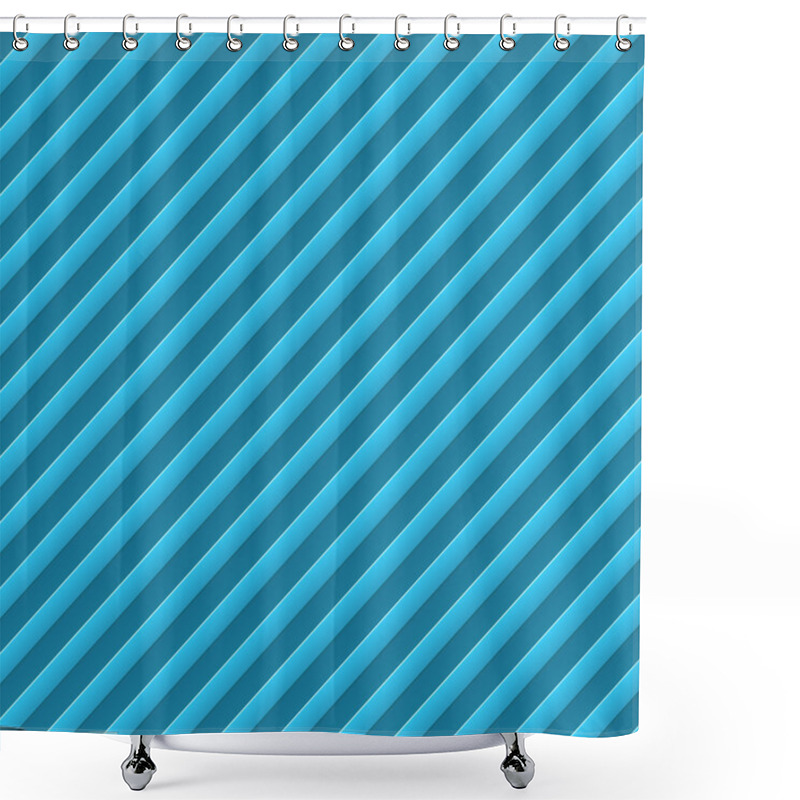 Personality  Diagonal Bumped Stripes Blue Background. Shower Curtains