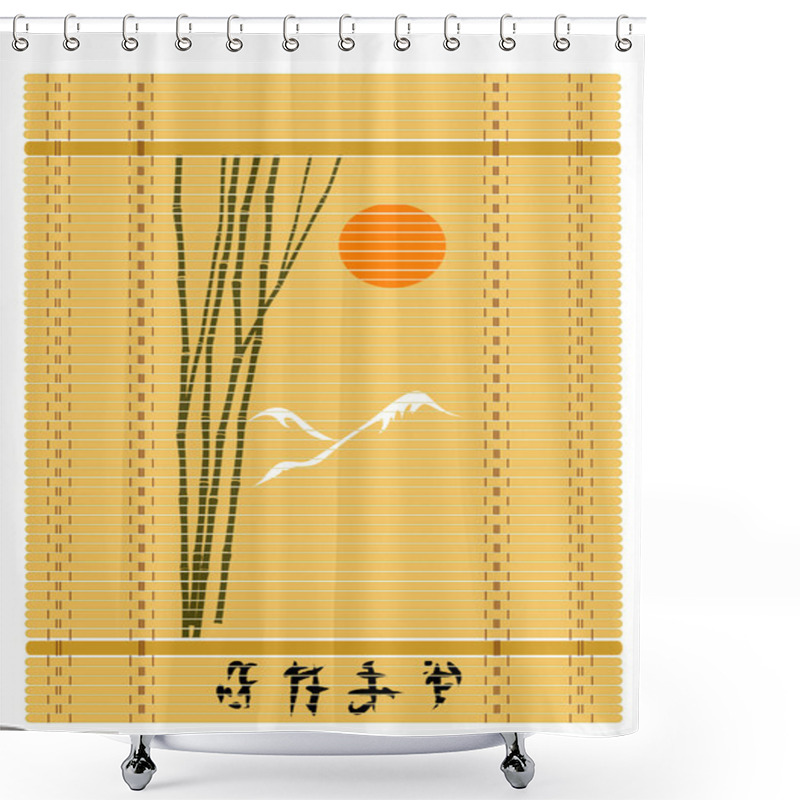 Personality  Vector Japanese Bamboo Mat Shower Curtains