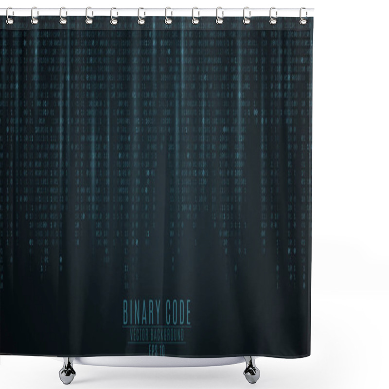 Personality  Binary Code Background. Blue Glow. Falling Figures. Blurring Of Figures In Motion. Global Network. High Technologies, Programming, Sci-fi. Vector Illustration EPS 10 Shower Curtains