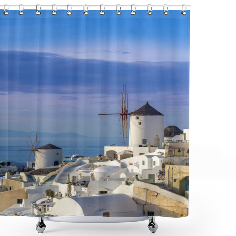 Personality  Oia Village At Sunset, Santorini Island Shower Curtains