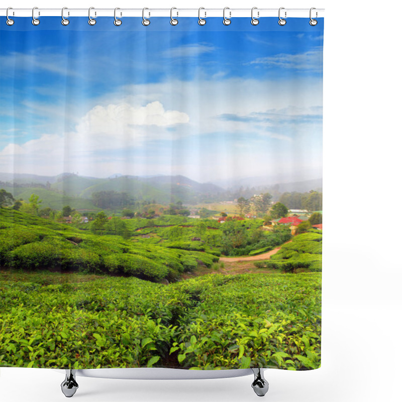 Personality  Mountain Tea Plantation In India Shower Curtains