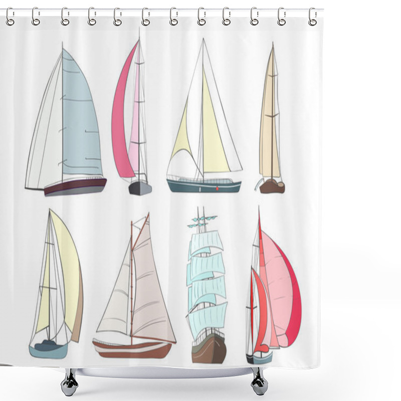 Personality  Set Of Boats With Sails Shower Curtains