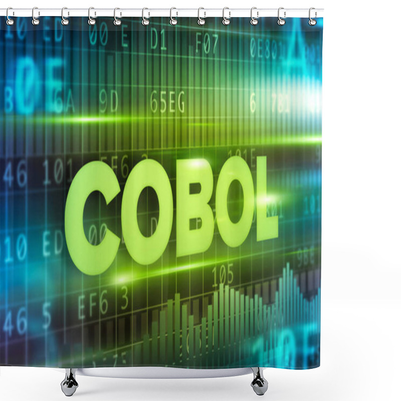 Personality  Cobol Abstract Concept Blue Text Blue Background Shower Curtains