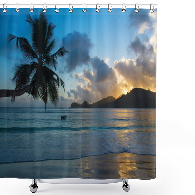 Personality  Tropical Beach Baie Lazare At Sunset Shower Curtains