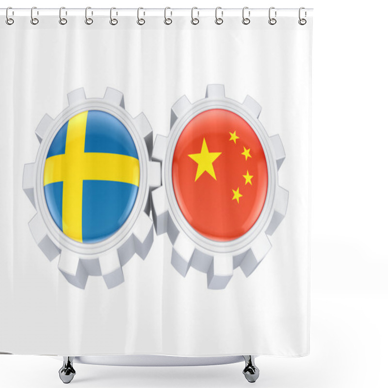 Personality  Swedish And Chinese Flags. Shower Curtains