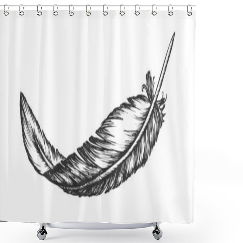 Personality  Lost Bird Outer Element Feather Hand Drawn Vector Shower Curtains