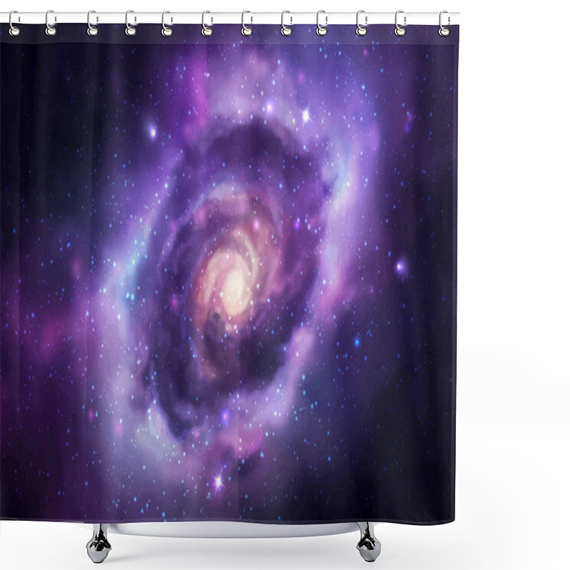 Personality  Space Vector Background With Realistic Spiral Galaxy And Stars Shower Curtains