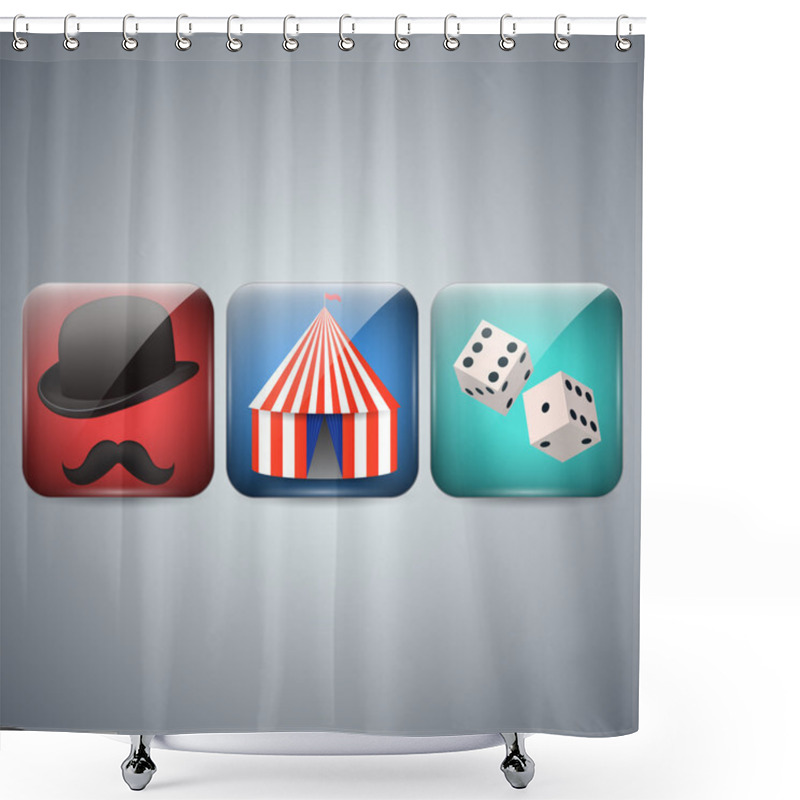 Personality  Circus, Hat And Dice Icon Shower Curtains