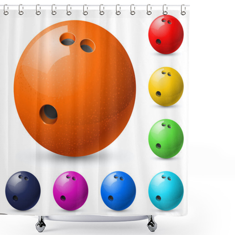 Personality  Set Of Bowling Balls Shower Curtains