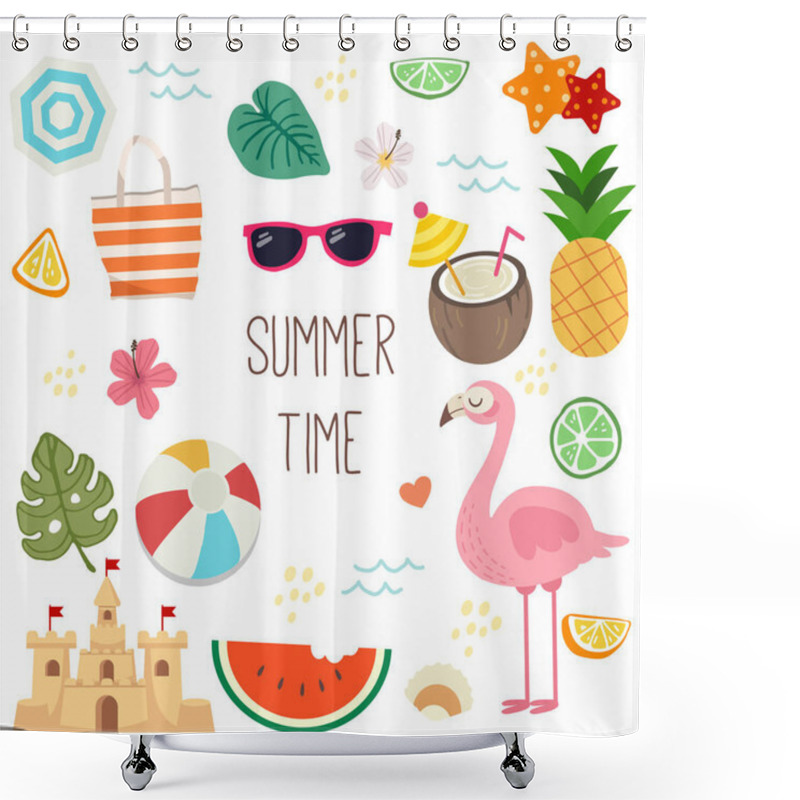 Personality  The Collection Of Summer Time Set. The Cute Flamingo Pineapple C Shower Curtains