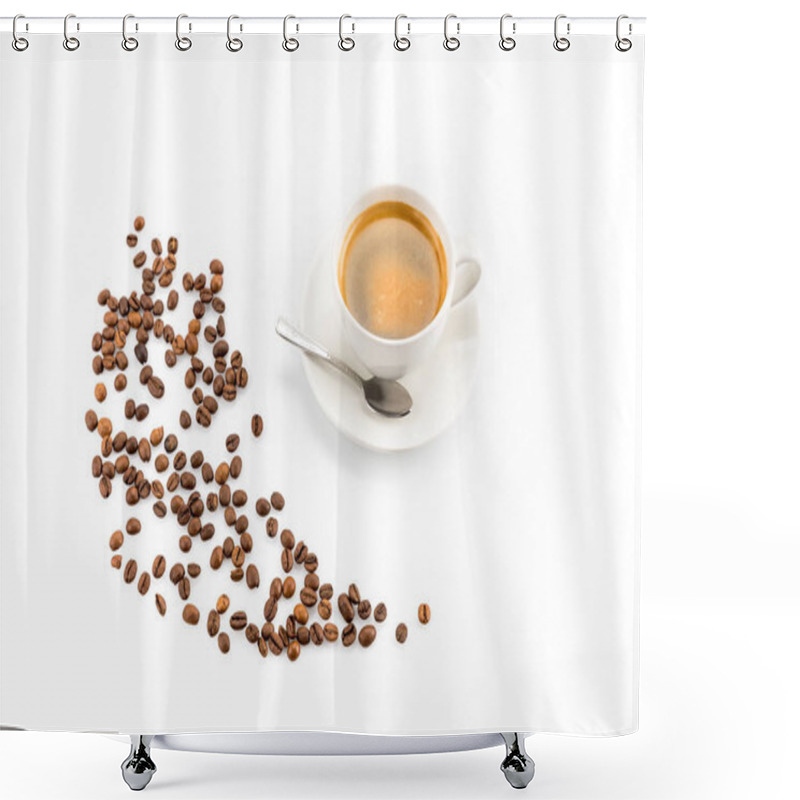 Personality  Coffee Beans And Cup Of Coffee Shower Curtains