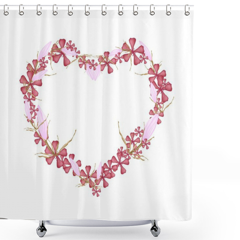 Personality  Geranium And Equiphyllum Flowers In Heart Shape Shower Curtains