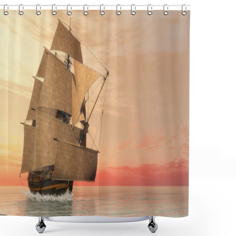 Personality  Old Detailed Ship HSM Victory - 3D Render Shower Curtains