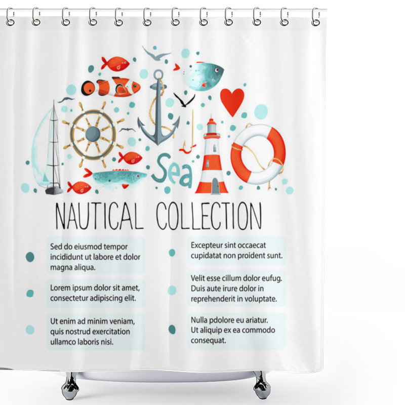 Personality  Collection Of Nautical Elements Shower Curtains